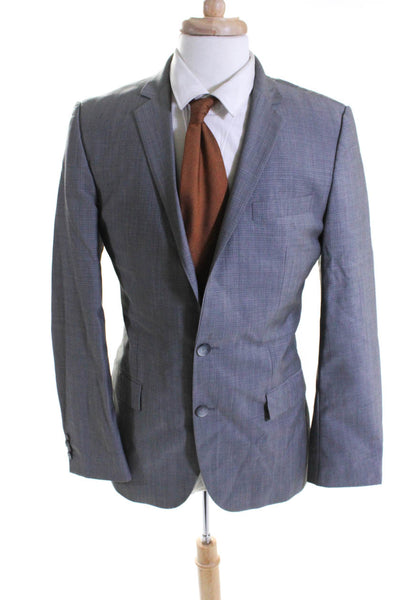 Hugo Hugo Boss Mens Wool Striped Buttoned Long Sleeve Blazer Gray Size EUR38R