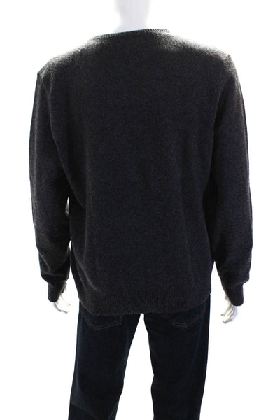 Polo Ralph Lauren Mens Wool Shearling Long Sleeve V-Neck Sweater Gray Size L