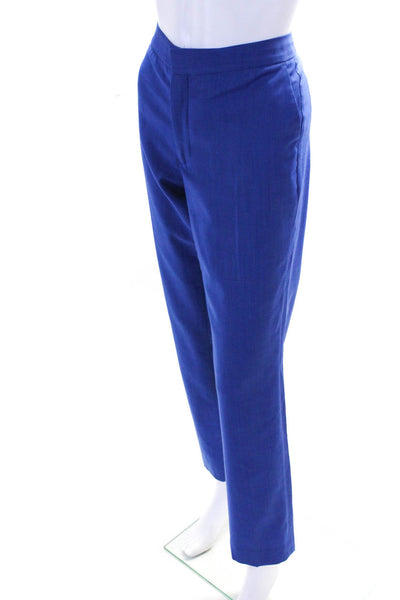 Reiss Womens Wool Rayon Mid-Rise Straight Leg Pleated Front Pants Blue Size 6