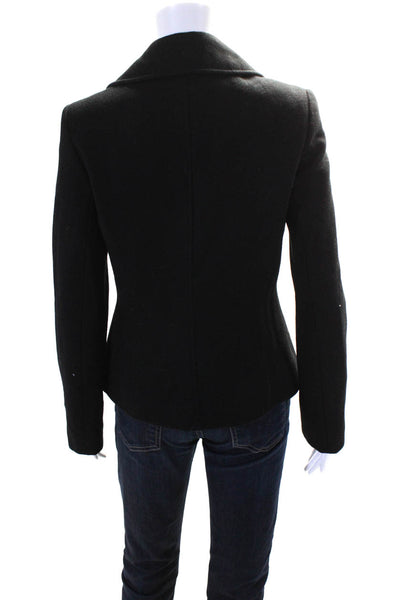 DKNY Womens Wool Shearling Long Sleeve Double Breasted Jacket Black Size 8US