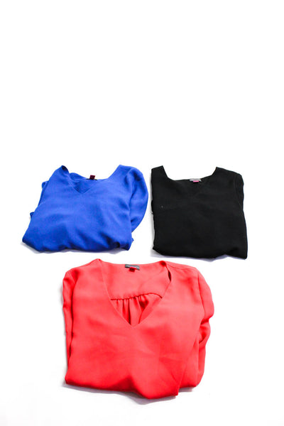 Vince Camuto Women's V-Neck Flounce Sleeve Blouse Red Black Blue Size S, Lot 3