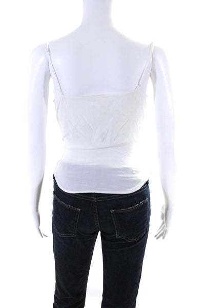 L'Agence Women's V-Neck Silk Spaghetti Strap Camisole Blouse White Size S