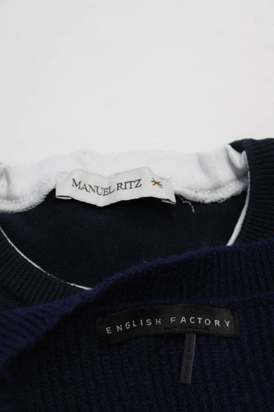 Manuel Ritz Women's Crewneck Long Sleeves Ribbed Hem Sweater Blue Size S Lot 2