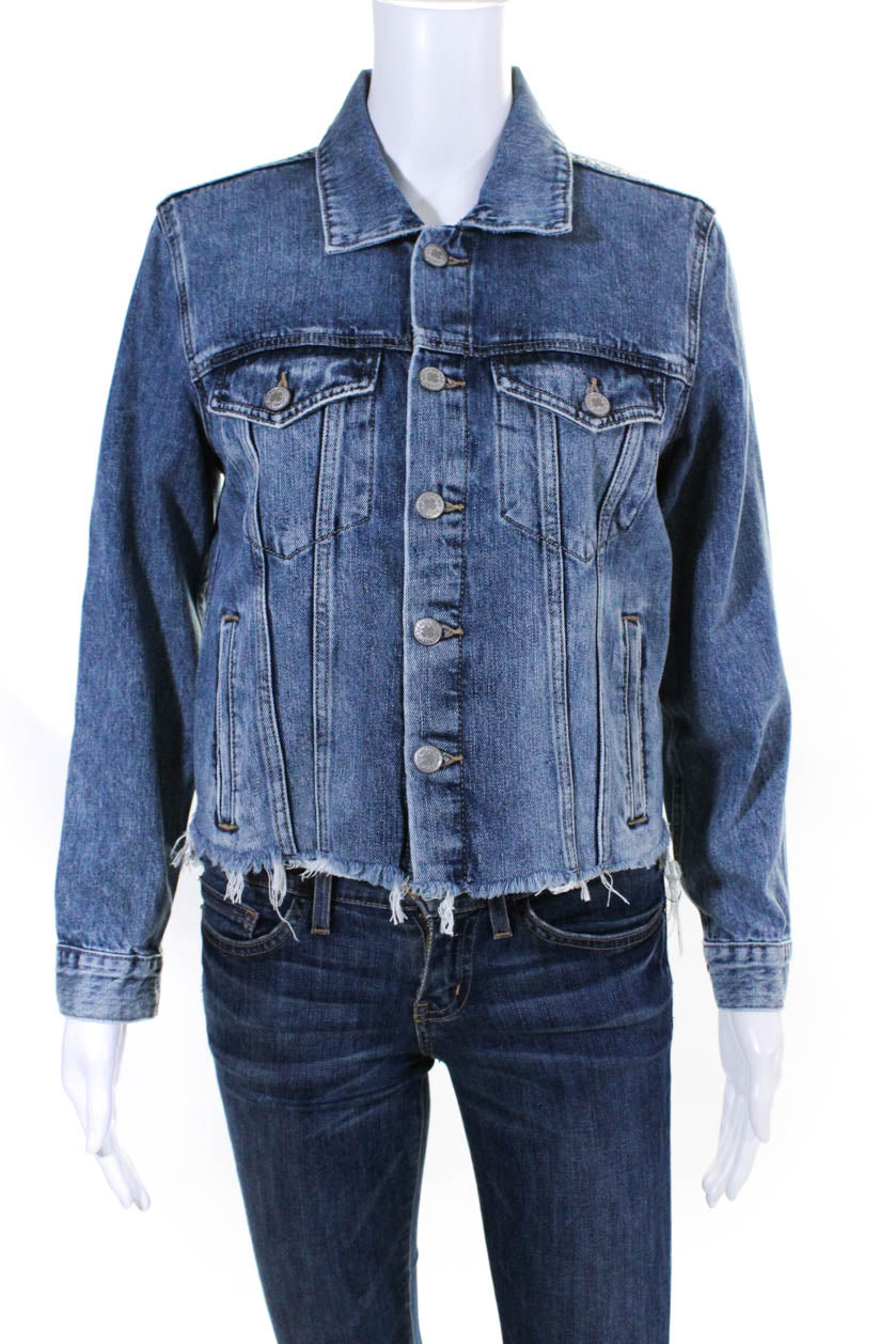 Lucky Brand Womens Cutoff Denim Crop Button Up Jean Jacket Blue Size M -  Shop Linda's Stuff
