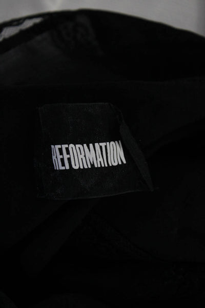 Reformation Women's Tie Strap Lace Hem Sleeveless Crop Top Black Size XS
