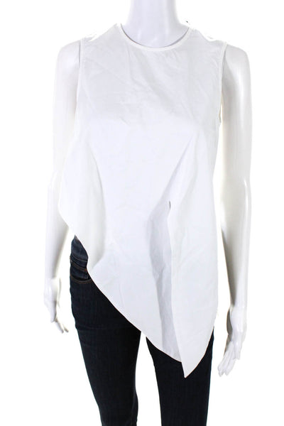 Tibi Women's Sleeveless Tie Front Crop Top White Size 0
