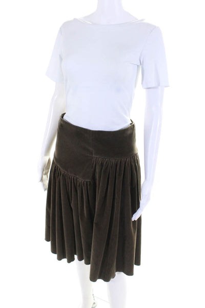 Emporio Armani Women's Velvet Gathered Full A-Line Skirt Brown Size 4
