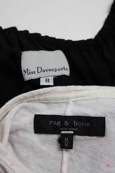 Rag & Bone Miss Davenporte Womens T-Shirt Blouse Tops Pink Black Size M 8 Lot 2