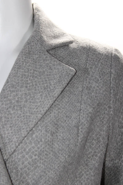 Naf Naf Mens Textured Print Notch Collared Snap Blazer Jacket Light Gray Size 42