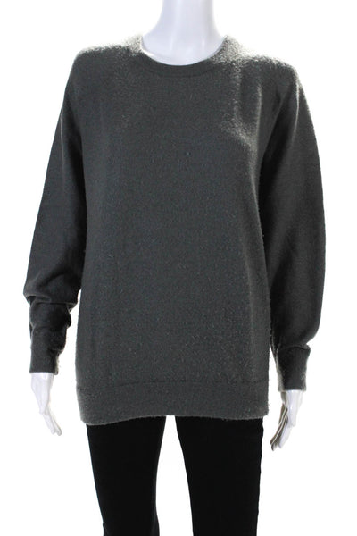Vince Womens Crew Neck Puff Sleeve Pullover Sweater Gray Cashmere Size XS