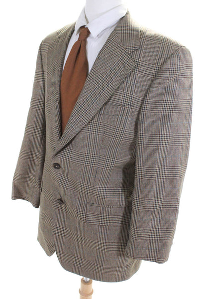 Polo University Club by Ralph Lauren Mens Houndstooth Plaid Blazer Brown Size 40