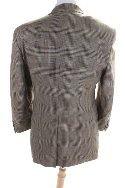 Polo University Club by Ralph Lauren Mens Houndstooth Plaid Blazer Brown Size 40