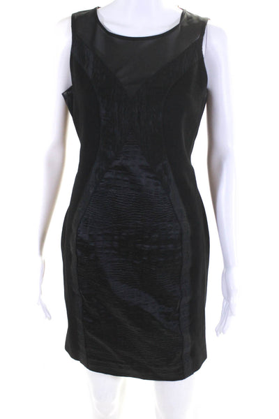 Maje Womens Patchwork Texture Back Zipped Sleeveless Midi Dress Black Size EUR40