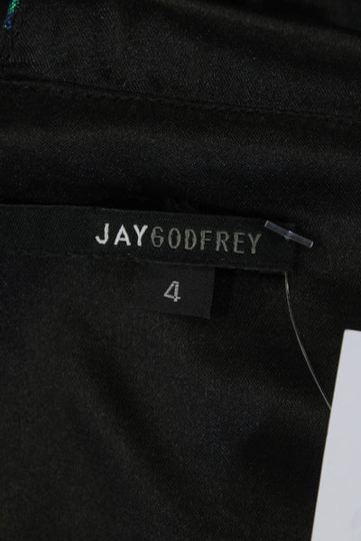 Jay Godfrey Womens Animal Print Textured Back Zipped Metallic Dress Blue Size 4