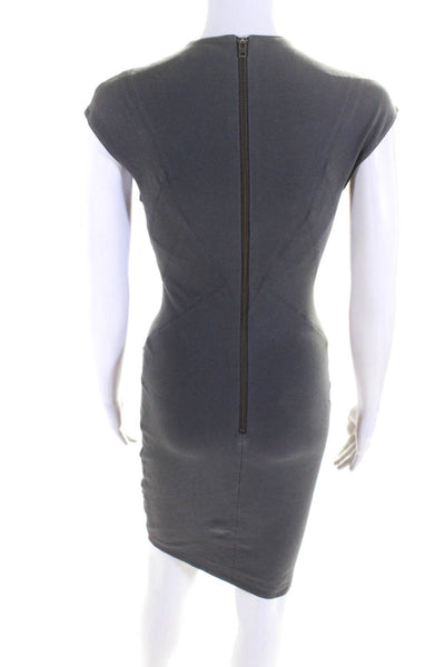 Helmut Womens Cotton Crossed Hem Sleeveless Back Zipped Midi Dress Gray Size S