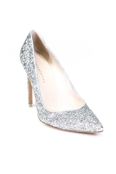 Sophia Webster Women's High Heel Pointed Toe Glitter Pumps Silver Size 37