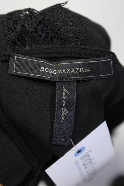 BCBGMAXAZRIA Women's Sleeveless V Neck Pullover Midi Dress Black Size L