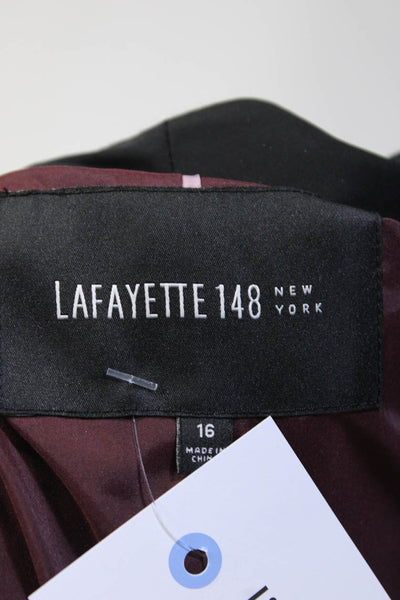 Lafayette 148 New York Womens Purple Textured Crew Neck Button Jacket Size 16
