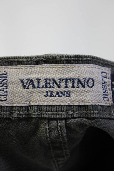 Valentino Mens Green Cotton Corduroy Straight Leg Casual Pants Size 44
