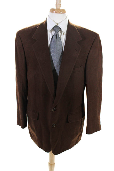 Bill Blass Mens Camel Hair Two Button Notch Lapel Blazer Jacket Brown Size XL