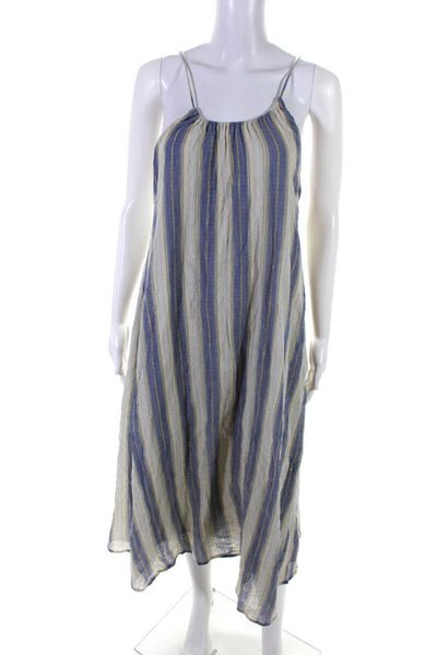 Ecote Womens Blue Cotton Striped Tie Back Sleeveless A-line Dress Size S/P