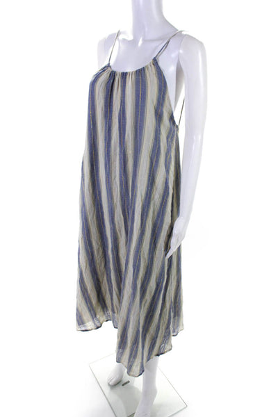 Ecote Womens Blue Cotton Striped Tie Back Sleeveless A-line Dress Size S/P
