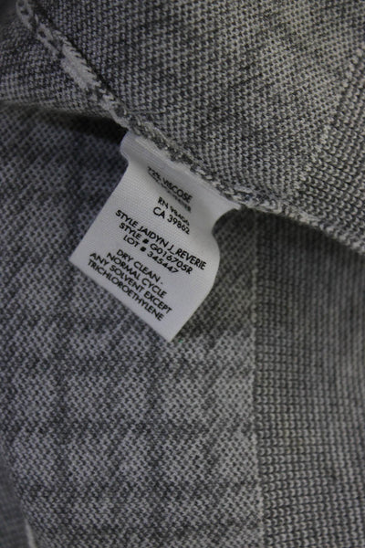 Theory Womens Tight-Knit Check Print Crewneck Jaidyn Sweater White Gray Size S
