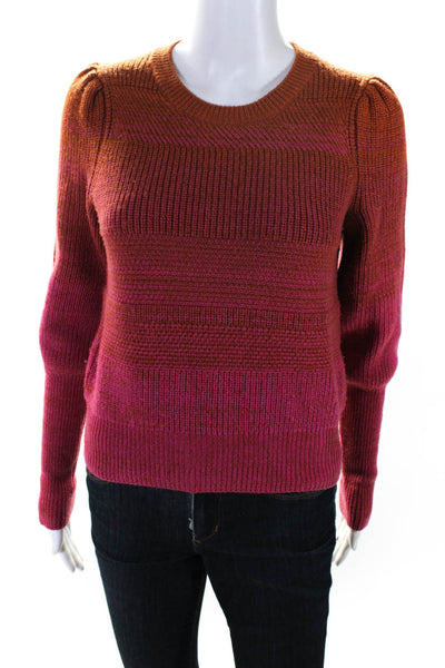 Intermix Womens Wool Knit Ombre Print Crewneck Sweater Top Multicolor Size PP