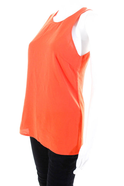 Elliatt Womens Scoop Neck Sleeveless Zip Up Pullover Blouse Top Orange Size S