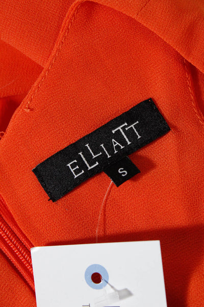 Elliatt Womens Scoop Neck Sleeveless Zip Up Pullover Blouse Top Orange Size S