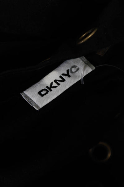 DKNYC Womens Grommet Studded Boat Neck Sheath Short Dress Black Gold ToneSize M