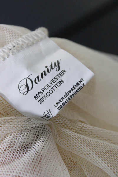 Danity Paris Women's Open Front Lace Trim Long Sleeves Robe Ivory Size S