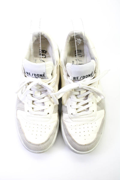 Re/Done Women's Round Toe Lace Up Athletic Sneaker White Size 5