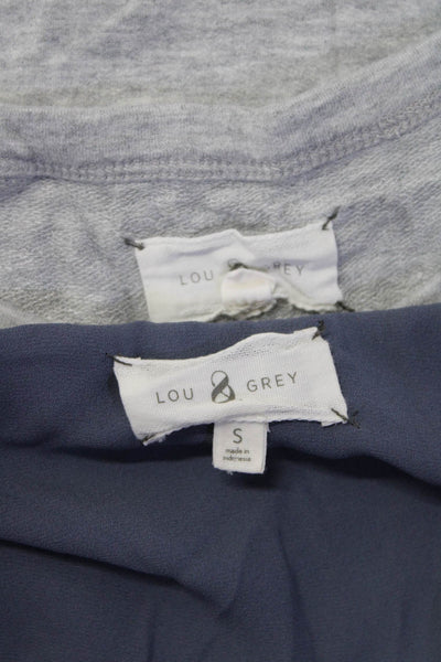 Lou & Grey Women's Round Neck Long Sleeves Pocket Blouse Blue Size S Lot 2