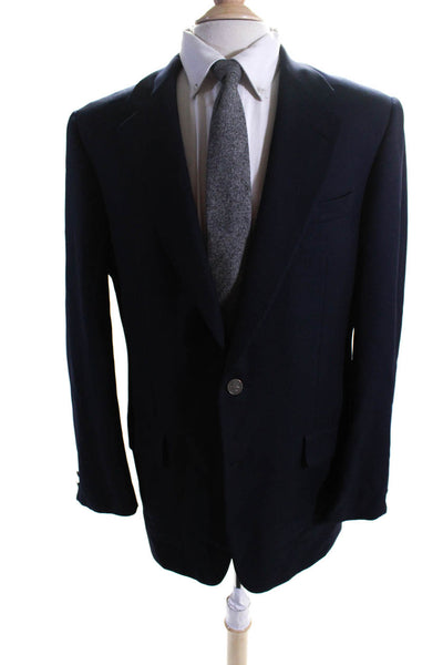 Hickey Freeman Men's Collar Two Button Lined Jacket Navy Blue Size 40