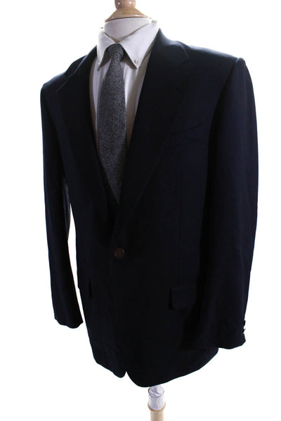Hickey Freeman Men's Collar Two Button Lined Jacket Navy Blue Size 40