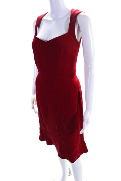 Narciso Rodriguez Womens Square Neck Zippered Pencil Tank Dress Red Size 44