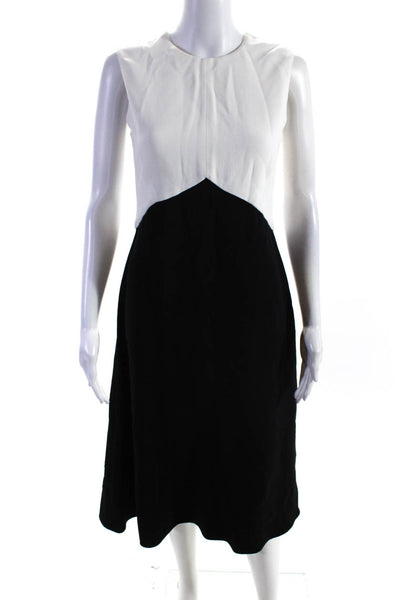 Narciso Rodriguez Womens Colorblock Round Neck A Line Dress Black White Size 42