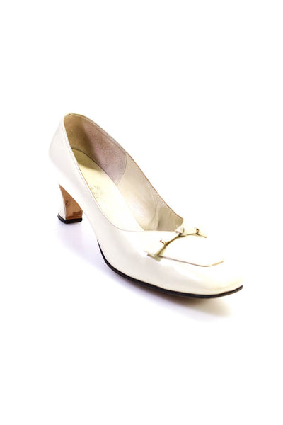 Saks Fifth Avenue Fenton Last Womens Vintage Pumps White Leather Size 8.5AA