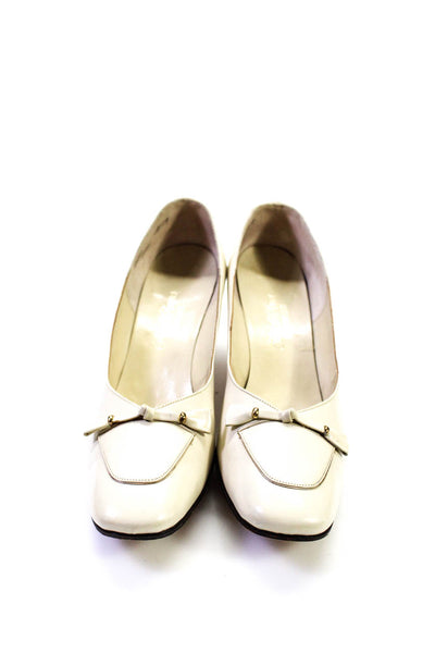 Saks Fifth Avenue Fenton Last Womens Vintage Pumps White Leather Size 8.5AA