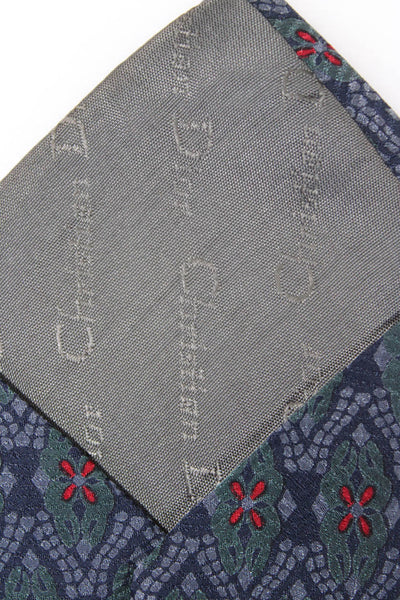 Christian Dior Mens Silk Kaleidoscope Print Classic Length Neck Tie Blue Size OS