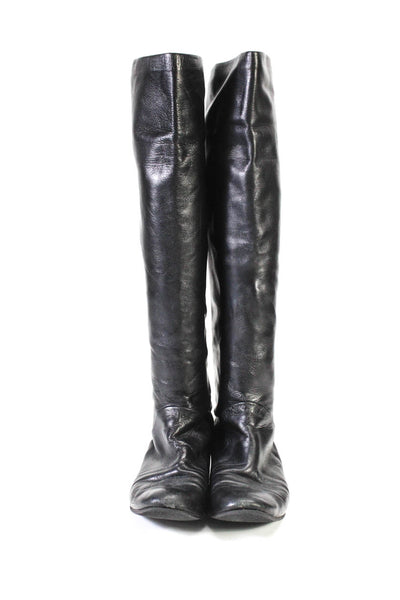 Guiseppe Zanotti Women's Leather  Round Toe Knee High Boots Black Size 7.5