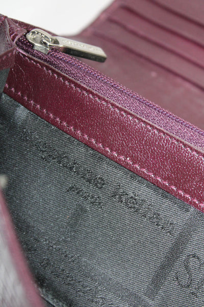 Stephane Kelian Womens Woven Leather Flap Bi Fold Wallet Deep Red