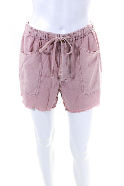 Free People Womens Linen Blend Drawstring Shorts Pink Size Small