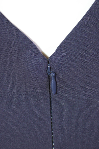 Likely Womens Cross Strap V-Neck Sleeveless Zip Up Mini Dress Navy Size 4