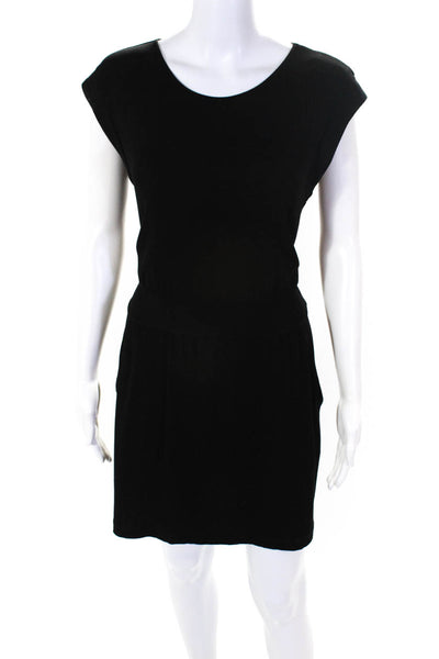 Theory Women's Sleeveless Knee Length Gathered T-Shirt Dress Black Size S