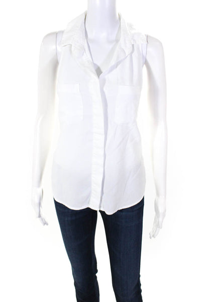 Bella Dahl Women's Sleeveless Button Down Collared Shirt White Size S