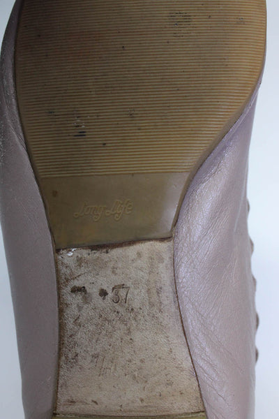 Chloe Womens Leather Scalloped Edge Round Toe Lauren Flats Pink Size 7US 37EU