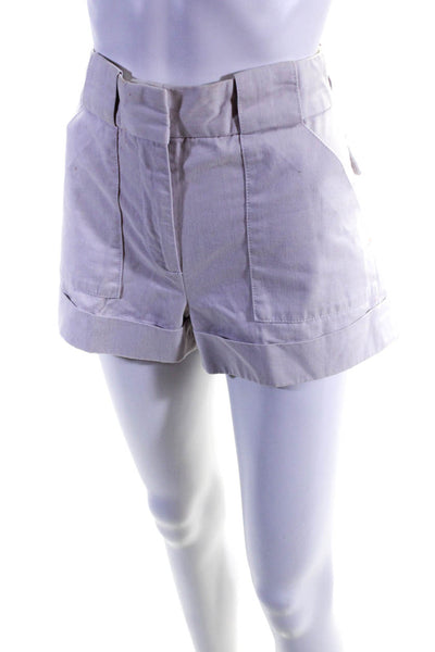 Marc Jacobs Womens Cotton Hook + Bar Closure Mid-Rise Cuffed Shorts Lilac Size 2