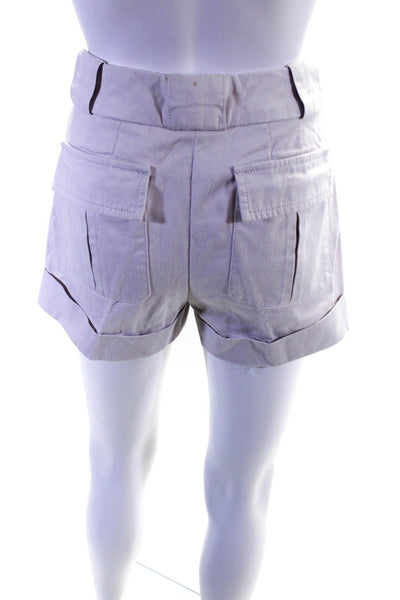 Marc Jacobs Womens Cotton Hook + Bar Closure Mid-Rise Cuffed Shorts Lilac Size 2